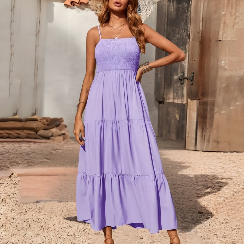 Claire™ | Luchtige midi-jurk met gesmokte top