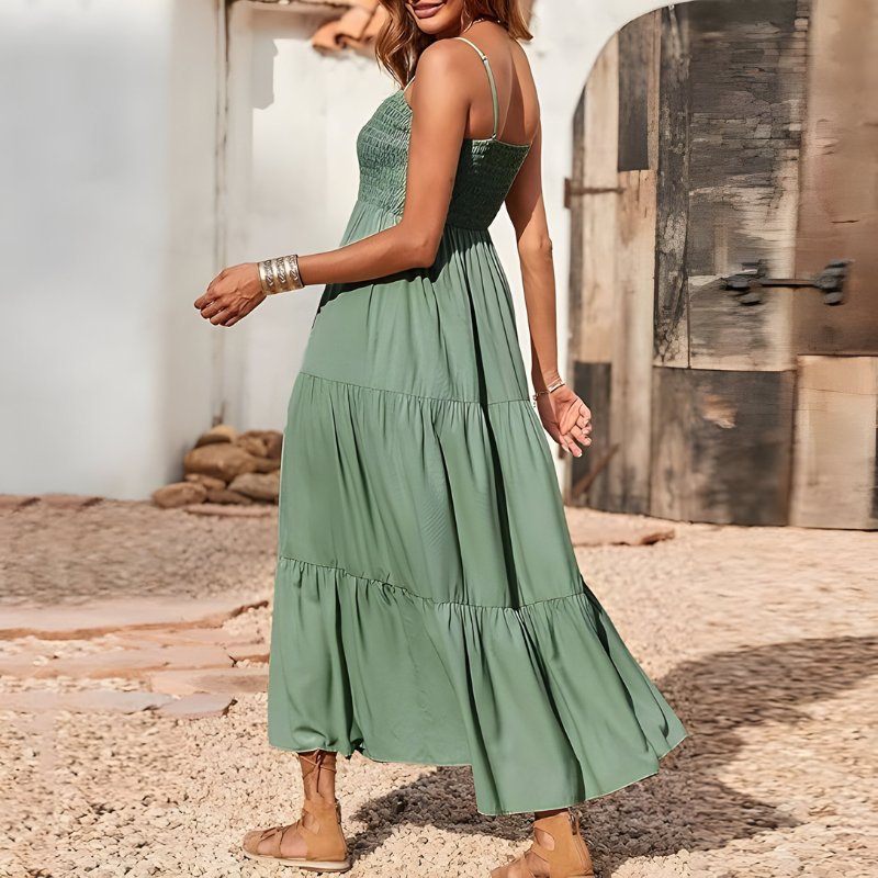 Claire™ | Luchtige midi-jurk met gesmokte top