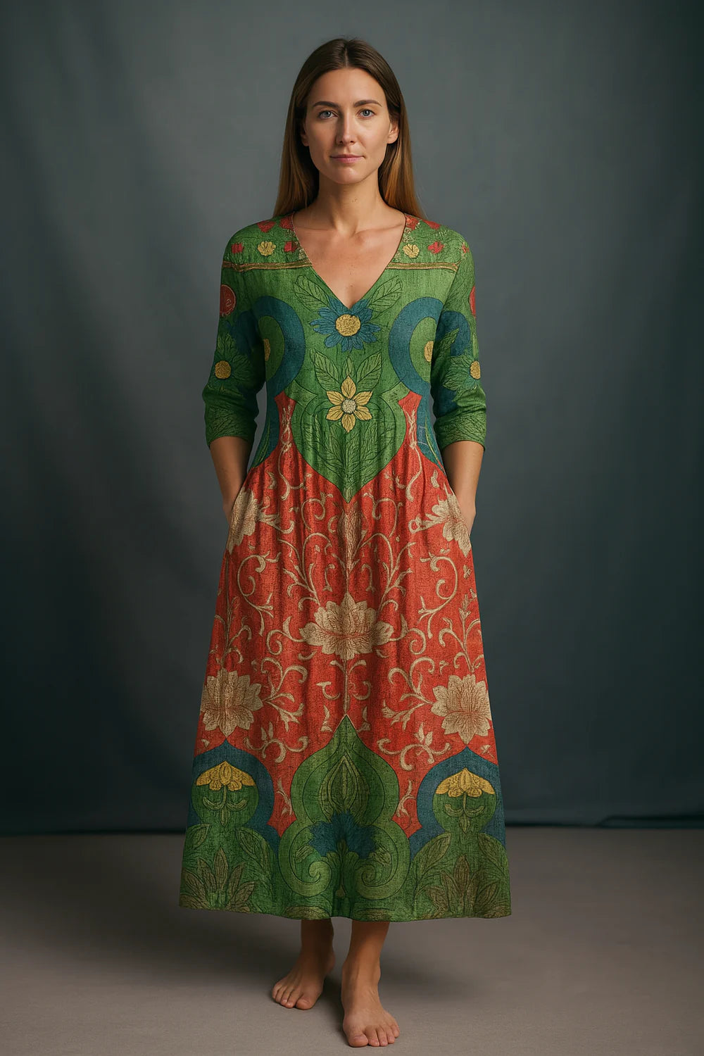 Claire™ | Maxi jurk met vintage bloemenprint