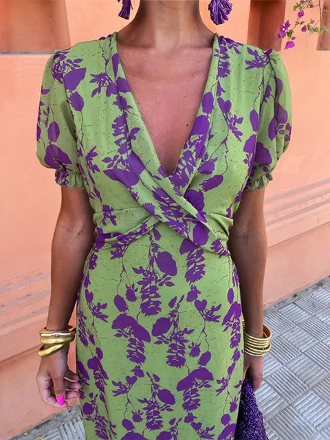 Claire™ | Elegante Midi-Jurk met V-Hals voor Elke Gelegenheid