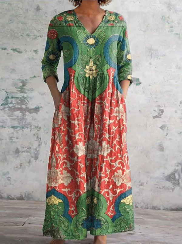 Claire™ | Maxi jurk met vintage bloemenprint